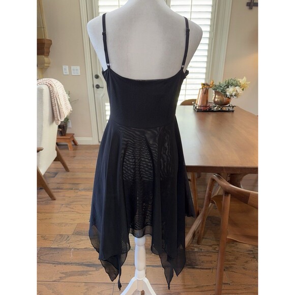 Killstar Gothic Witchy Corset Lace Up Ruffle Handkerchief Hem Black Midi Dress M - Picture 3 of 13